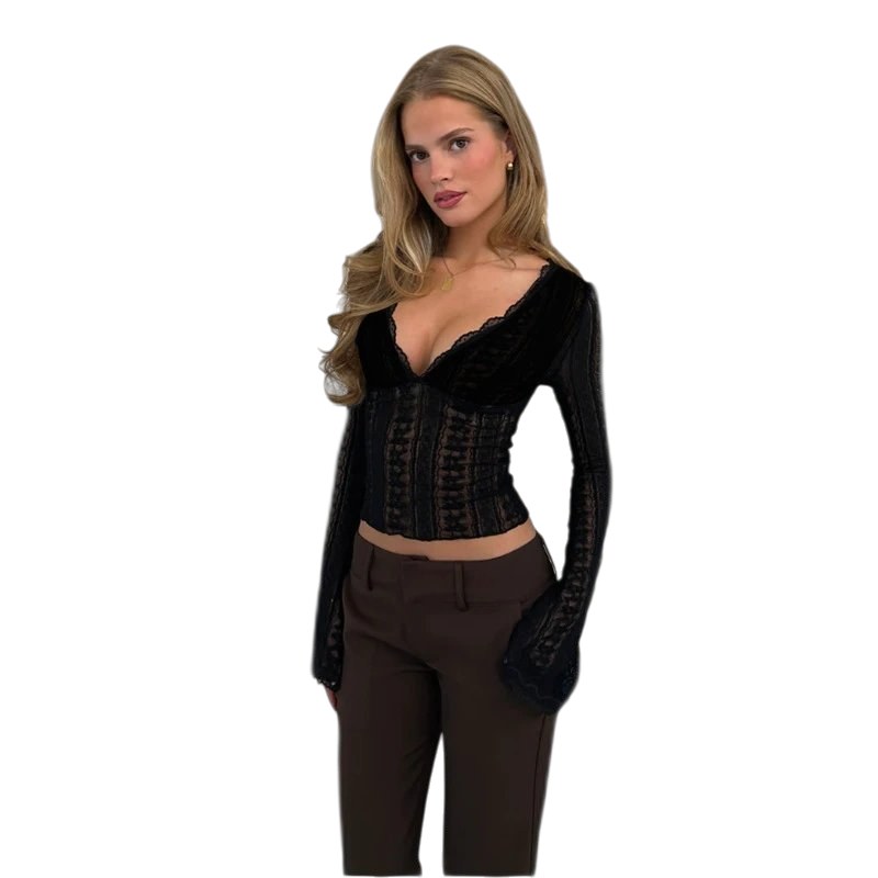 Hollowed-out backless halter top