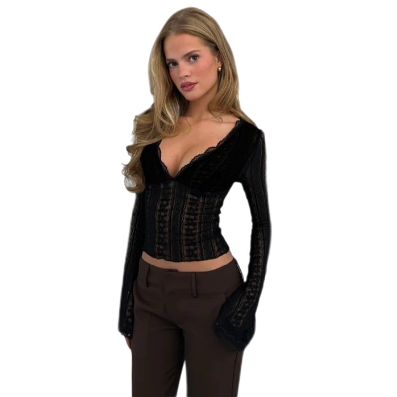 Hollowed-out backless halter top